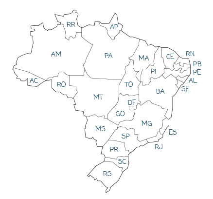 Mapa de representantes RTO retentores no Brasil