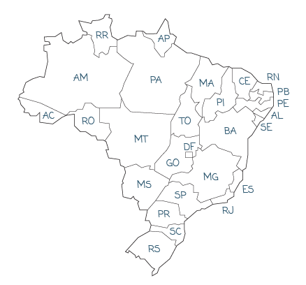 Mapa de representantes RTO retentores no Brasil Mapa de representantes RTO retentores no Brasil
